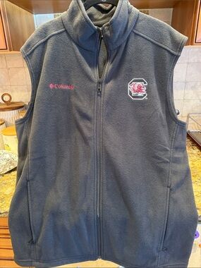 Columbia Univ of South Carolina Gamecocks Black Fleece Vest with Logo